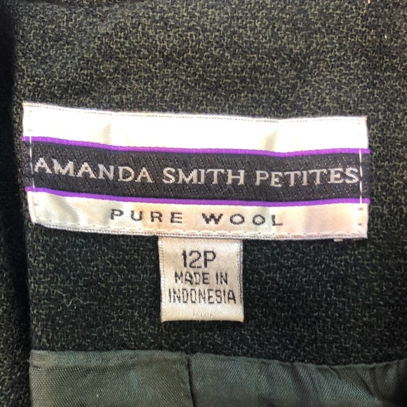 Amanda Smith Petites Wool Blazer Hunter Green Tweed Classic Style - Picture 7 of 10